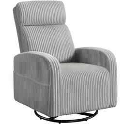 Yaheetech Corduroy Swivel Nursery Gliding Rocker Chair-Light Grey Grey Light Grey One Size 1
