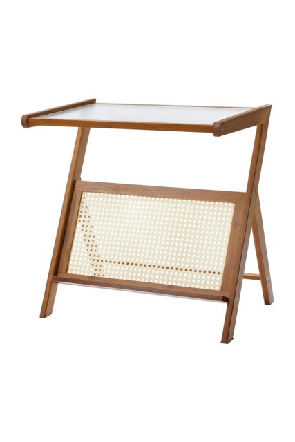 Living and Home Foldable Small Bamboo End Table 55 W x 35 D x 56 Hcm Multi