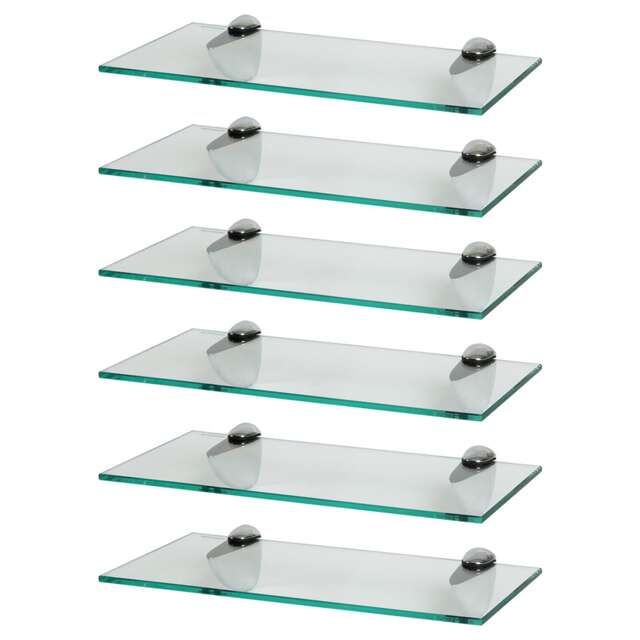 Harbour Housewares Floating Glass Shelf - 40cm - Metallic Brackets - Bathroom Shower Storage Vanity Display Unit Shelf Silver Chrome 6