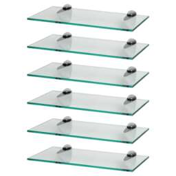Harbour Housewares Floating Glass Shelf - 40cm - Metallic Brackets - Bathroom Shower Storage Vanity Display Unit Shelf Silver Chrome 6