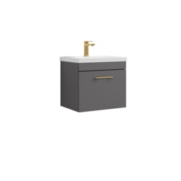 Balterley Rio 1 Drawer Wall Hung Vanity Basin Unit - with D-shaped handle (Tap Not Included) Grey Gloss Grey