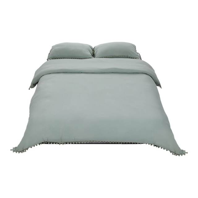 Living and Home 3Pcs Bedding Solid Duvet Cover with 2 Pillowcase Set,Green Green King