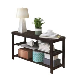 Wooden 3 Tier Shoe Storage Bench For Hallway Dark Brown Brown One Size
