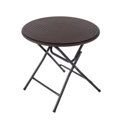 80cm Round Folding Heavy Duty Outdoor Rattan Patio Garden Bistro Table Brown
