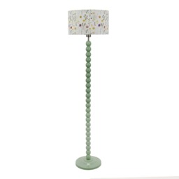 ValueLights Bobbins Sage Green Floor Lamp Floral Embroidered Shade Green
