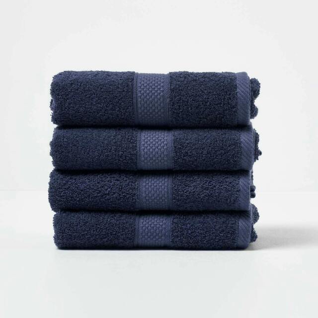Homescapes Turkish Cotton Hand Towel Set of 4 - Navy Blue Blue Hand towel 4