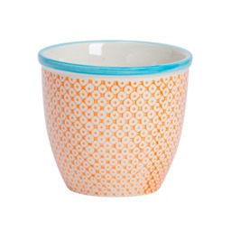 Nicola Spring Hand-Printed Plant Pot - 14cm - Orange Orange Orange