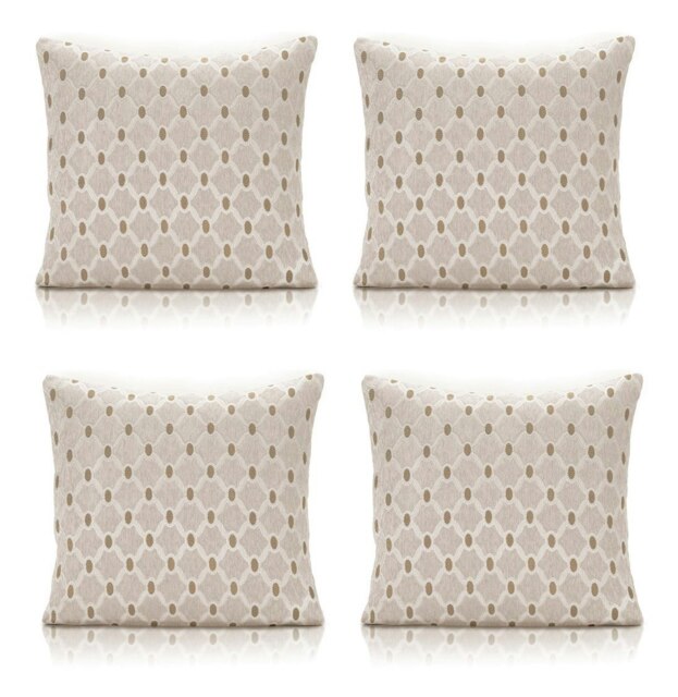 Berkeley Geometric Chenille 45cm x 45cm Cream Cushion Set of 4 Cream Cream & Beige 45cm x 45cm x 10cm 4
