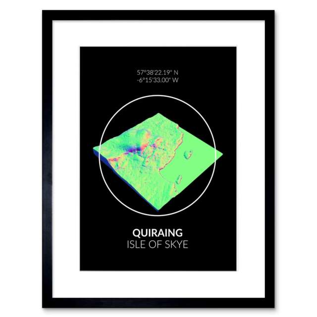 "Quiraing Mountain Topography Isle of Skye Scotland 9x7"" Black Framed Wall Art Print"