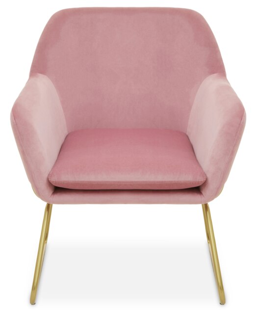 Orsina Pink Velvet Bushed Gold ArmChair, Cozy Desk Chair Pink Velvet, Easy to Clean Pink Velvet Chair