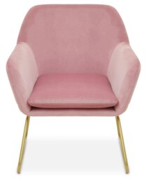 Orsina Pink Velvet Bushed Gold ArmChair, Cozy Desk Chair Pink Velvet, Easy to Clean Pink Velvet Chair