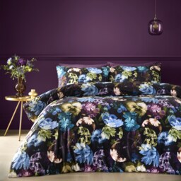 Elena Floral Soft Easy Care Bed Linen Bedding Duvet Cover Quilt Set With Pillow Cases Black Double