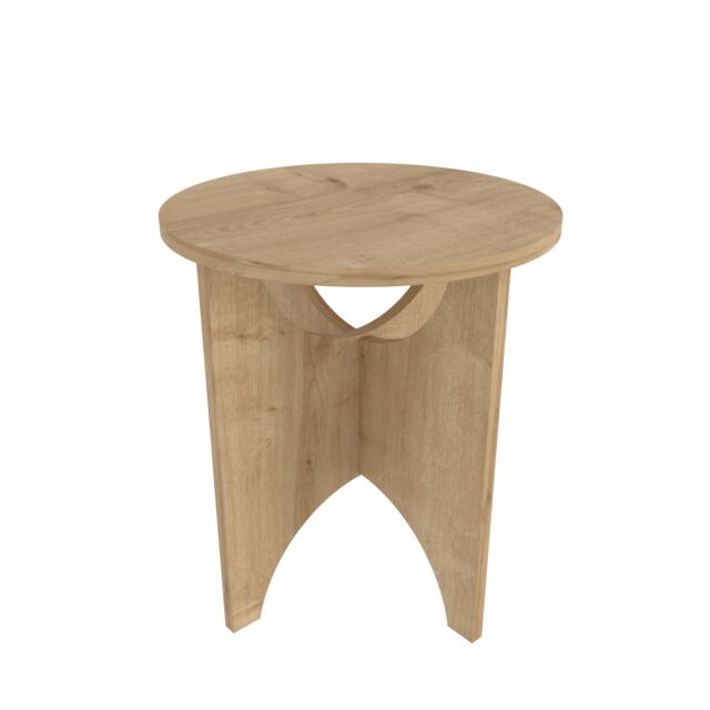 Decorotika Merit Rond Side End Table - 50 cm H x 45 cm W x 45 cm D Multi Oak 1