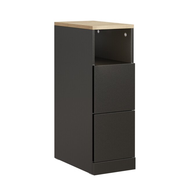 SoBuy FBT149-SCH,Bedside Table with 2 Drawers and Open Shelf Black FBT149 149
