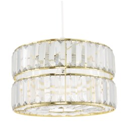 Chic Double Tier Gold Pendant Light Shade with Rows of Acrylic Prisms Gold Gold 1