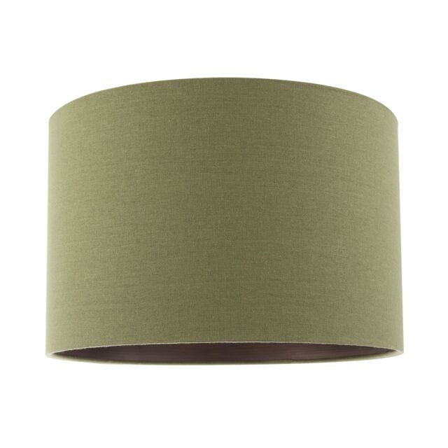 "Sleek Olive Green Lamp Shade in Linen Fabric with Bronze Resin Inner Green 12"""