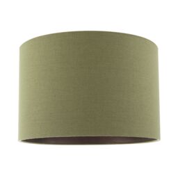 "Sleek Olive Green Lamp Shade in Linen Fabric with Bronze Resin Inner Green 12"""