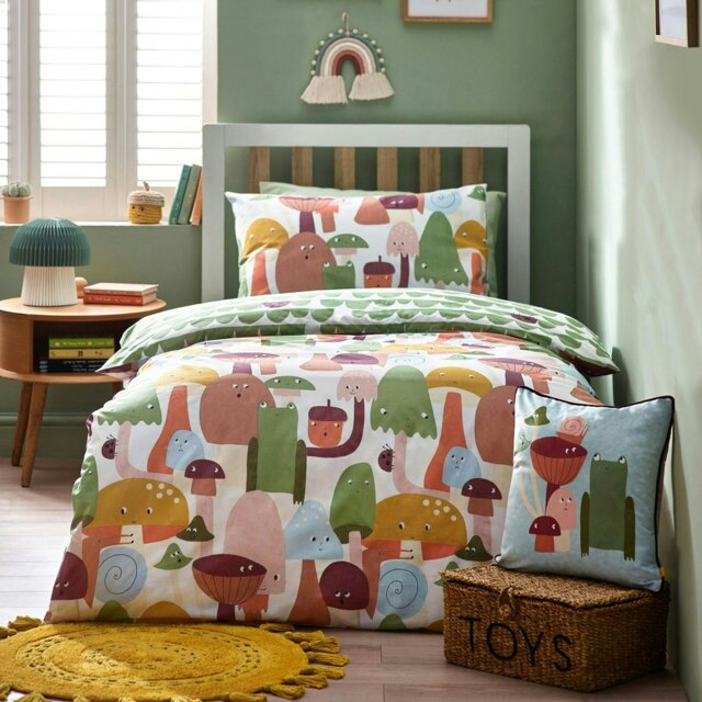 little furn. Funguys Mushroom Toddler Duvet Cover Set
