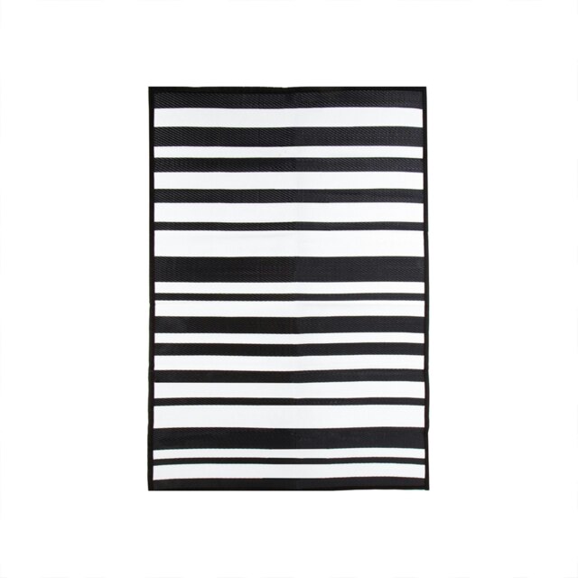 Charles Bentley Stripe 100% Weatherproof Rug Indoor/Outdoor Black 120x170cm