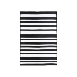 Charles Bentley Stripe 100% Weatherproof Rug Indoor/Outdoor Black 120x170cm