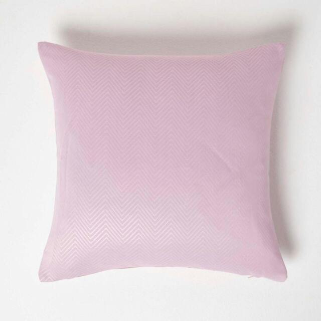 Homescapes Pastel Pink Herringbone Chevron Cushion Cover - 45 x 45 cm Pink Pastel pink 45 x 45 cm