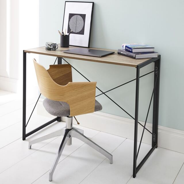 House of Home Folding Desk Computer Wooden Foldable Study Coffee Table Laptop Office Black