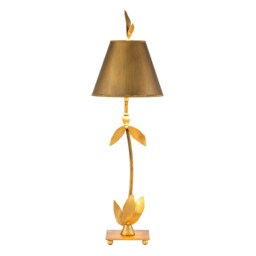 Red Bell 1 Light Table Lamp Gold Leaf Floral Leaves Design, E27