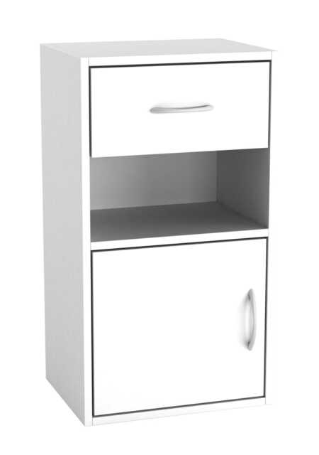 1-Drawer 1-Door Wooden Bedside Table White Unit Colour: White 1