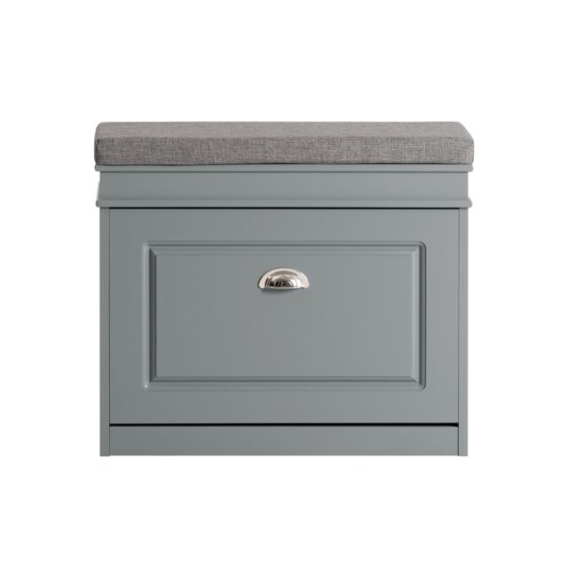 SoBuy Shoe Storage Bench with Seat Cushion, Light Gray, 24.0x9.4x20.1 inches, 10.6 kg - FSR82-K-HG