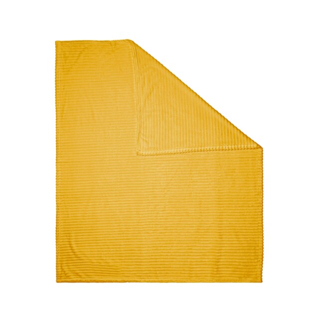 BHS Luxury Ribbon Velvet Throw Yellow Ochre 1