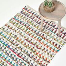 Homescapes Handwoven Multi Coloured Cotton Diamond Chindi Rug - 160 x 230 cm Multi Multi