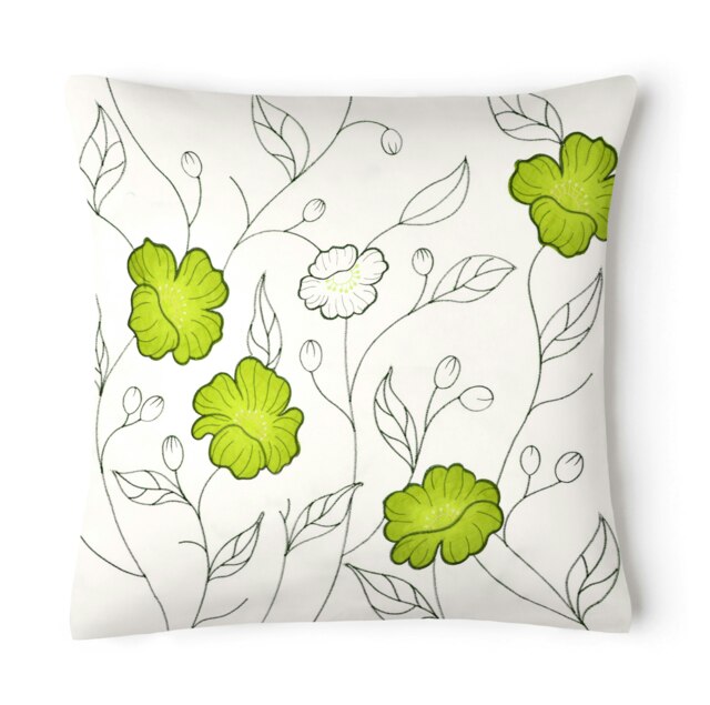 Stunning Applique Embroidered Floral Cushion - 56cm x 56cm Green