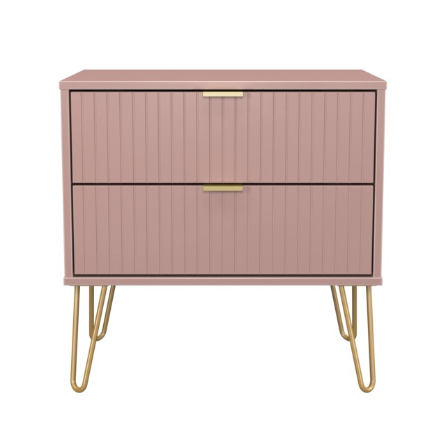 Bexley 2 Drawer Wide Bedside Table in Kobe Pink (Ready Assembled) Pink Kobe Pink
