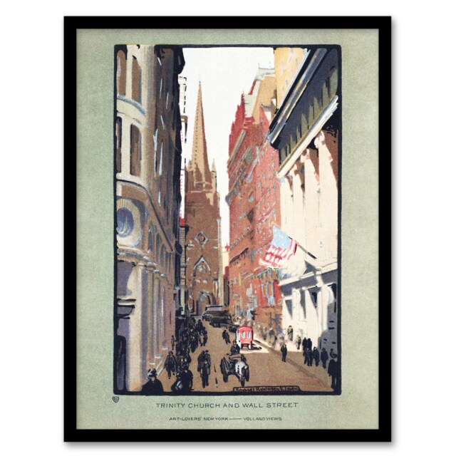 "Trinity Church and Wall Street Elmer Framed Wall Art Print 12X16"""