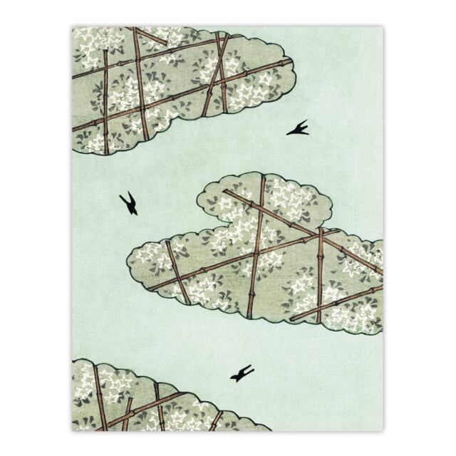 "Abstract Floral Sky Japanese Vintage Wall Art Print Bijutsukai 24x32"""