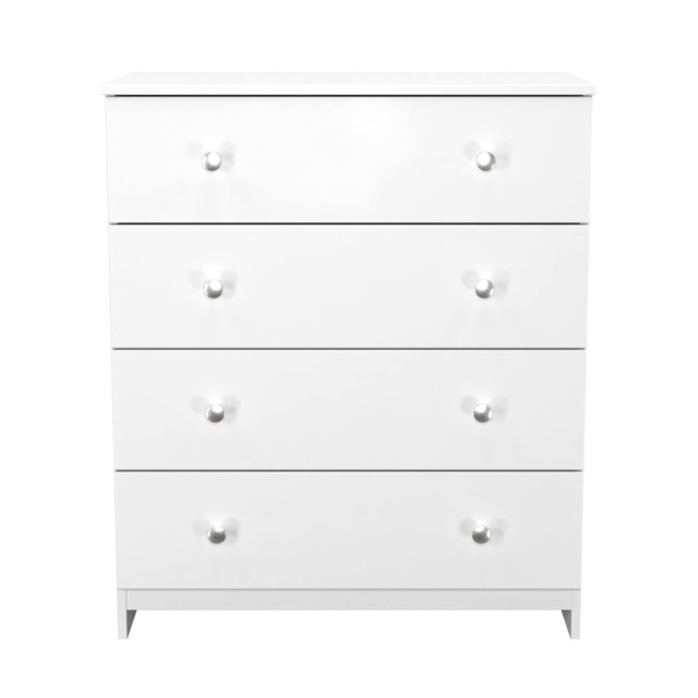 Heydon 4 Drawer Chest of Drawers in White & White Matt (Ready Assembled) White White & White Matt