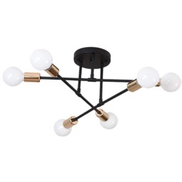 Modern Chandelier 6 Lights Semi Flush Mount Chandelier E27(not included) Black and Gold