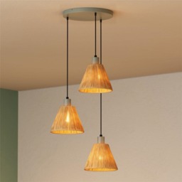 Osram Decor Raffia Pendant Plate Ceiling Light 3XE27 Green Max 3x15W LED Modern