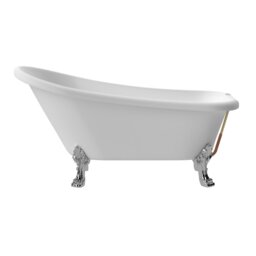 Balterley Traditional Rolltop Slipper Freestanding Bath & Feet: Acrylic Bath White White 1500 x 770 x 780mm 2