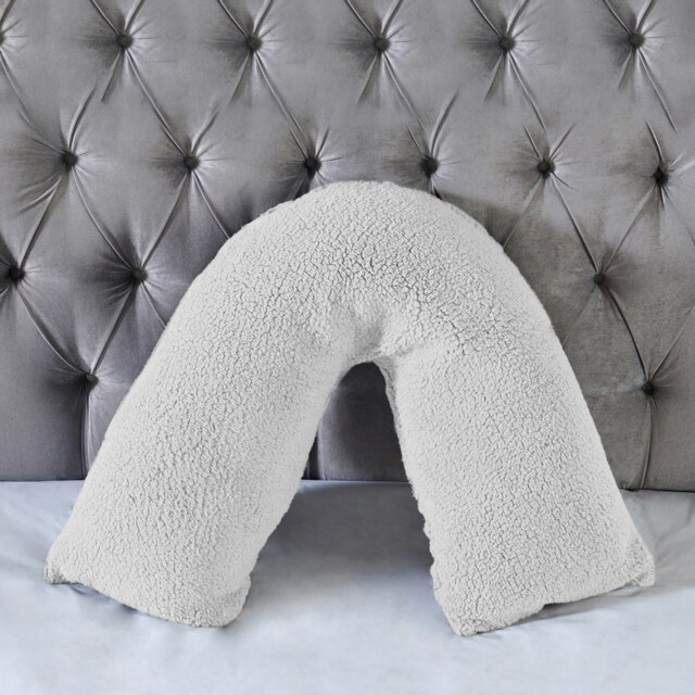 Teddy Bear Fleece Super Soft Cosy V Shape Pillowcase White White