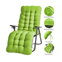 Groundlevel Extra Thick Soft Fill Full Length Garden Lounge Recliner Chair Cushion - Cushion Only Green Green