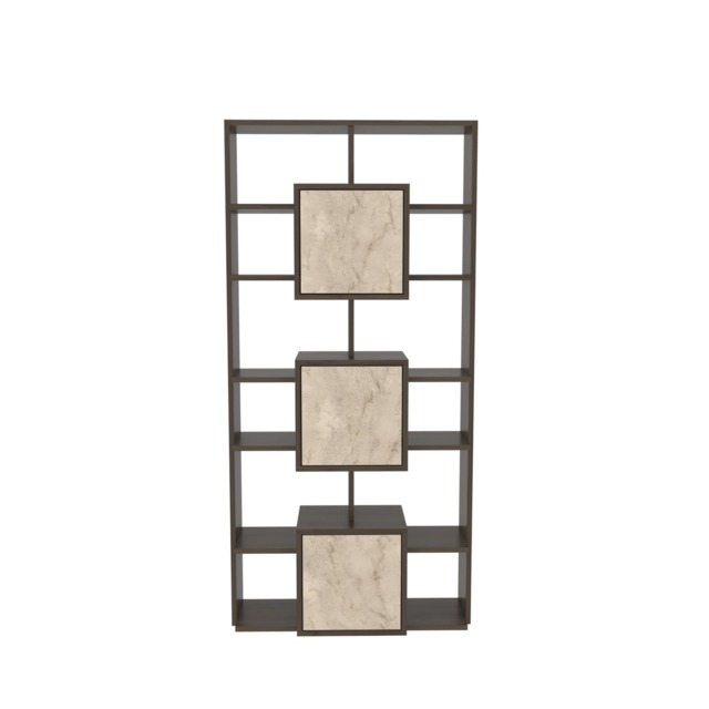 Decorotika Monaco Modern Bookcase wit Cabinets and Shelves - 176 cm H x 85 cm W x 20 cm D