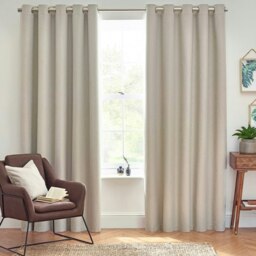furn. Dawn Blackout Linen Eyelet Curtains (W)168cm x (W)229cm Multi