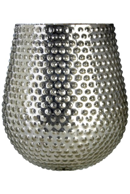 Complements Silver Large Glass Candle Holder Silver