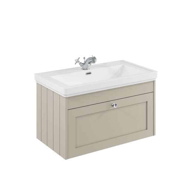 Balterley Wall Hung 1 Drawer Unit with Classic Basin 1 Tap Hole Grey 431 x 800 x 453mm