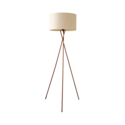 ValueLights Camden Copper Tripod Floor Lamp Cream Shade