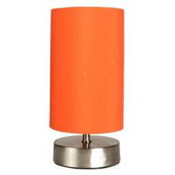 ValueLights Francis Chrome Touch Table Lamp Orange Shade