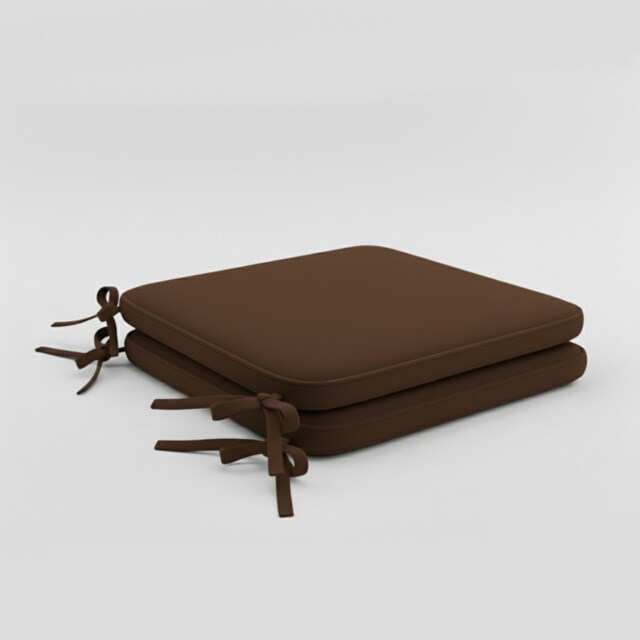 Foam Seat Pad with Ties Pack of 2 Comfortable Chair Cushion for Dining, Kitchen Garden Seating Brown