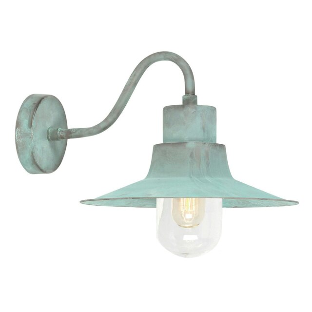 Sheldon 1 Light Outdoor Fisherman Dome Wall Light Verdigris IP44, E27