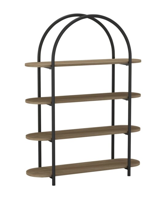 4 Tier Wooden Shelving Arched Unit Industrial Storage Bookcase Display Shelves Multi Oak